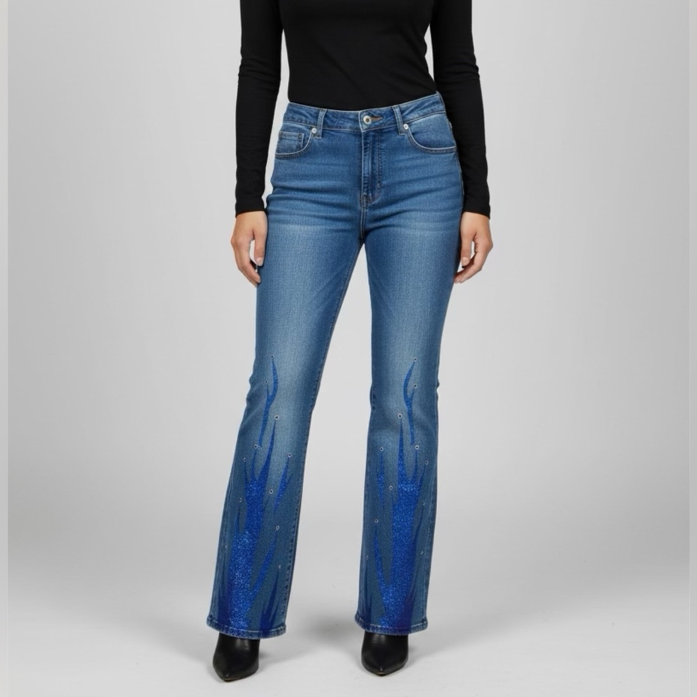 Women’s Christian Daniel Flame Embellished Women's Jeans Size 15/16